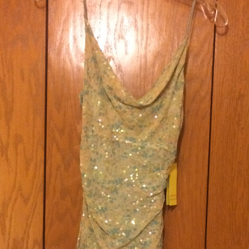 Catherine Malandrino Aqua Sequined Cocktail Dress